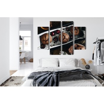 Mehrteiliges Bild Muffins Mit Kirschen