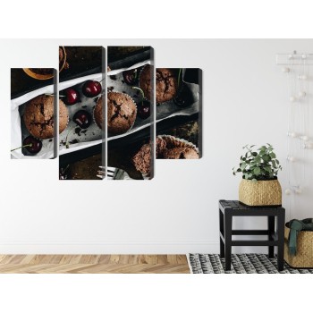 Mehrteiliges Bild Muffins Mit Kirschen