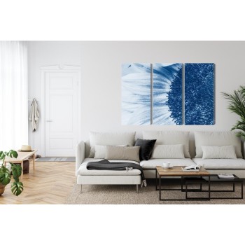 Mehrteiliges Bild Blaue Sonnenblume Im Makromaßstab