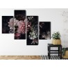 Mehrteiliges Bild Blumen Im Vintage-Stil Auf Dunklem Hintergrund