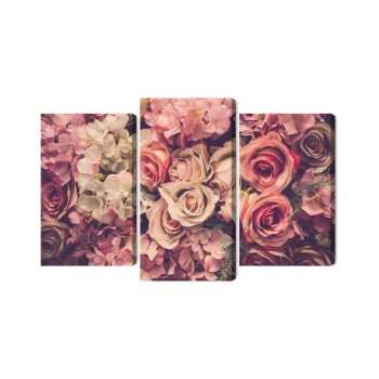 Mehrteiliges Bild Zarte Bunte 3D-Blumen