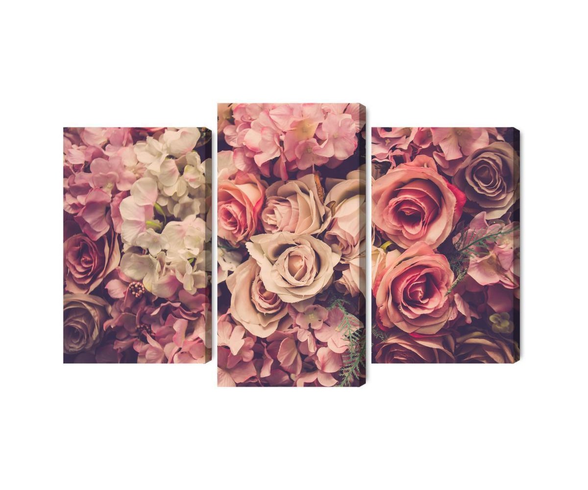 Mehrteiliges Bild Zarte Bunte 3D-Blumen