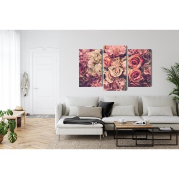 Mehrteiliges Bild Zarte Bunte 3D-Blumen