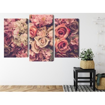 Mehrteiliges Bild Zarte Bunte 3D-Blumen
