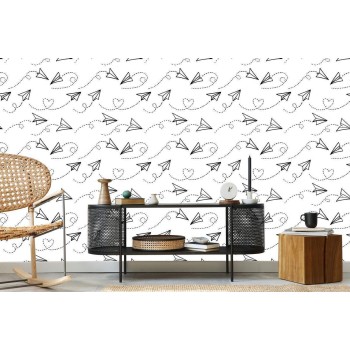 Tapete Papierflugzeuge Mit Herzen