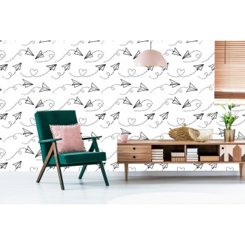 Tapete Papierflugzeuge Mit Herzen