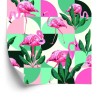 Tapete Modische Rosa Flamingos Und Blätter