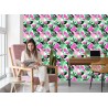 Tapete Modische Rosa Flamingos Und Blätter