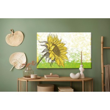 Leinwandbild Gezeichnete Sonnenblume Im Retro-Stil