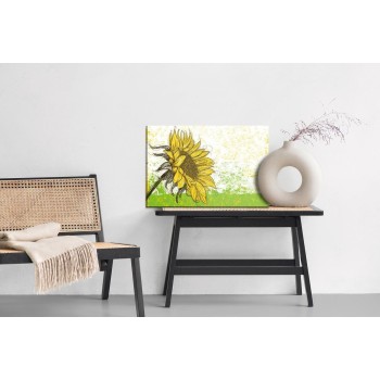 Leinwandbild Gezeichnete Sonnenblume Im Retro-Stil