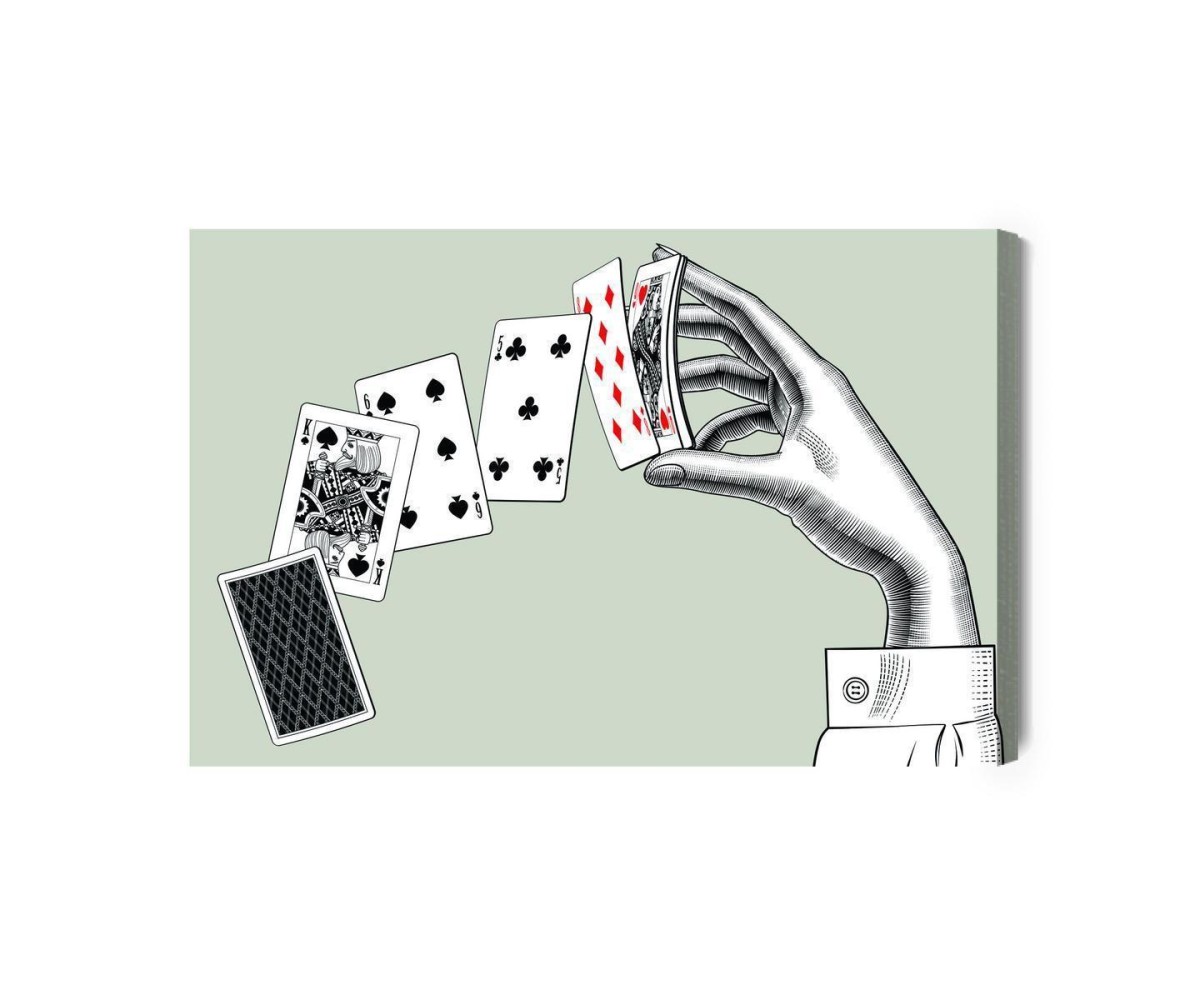 Leinwandbild Frauenhand Mit Einem Kartenspiel