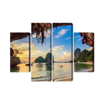 Mehrteiliges Bild Sonnenuntergang An Einem Strand In Thailand