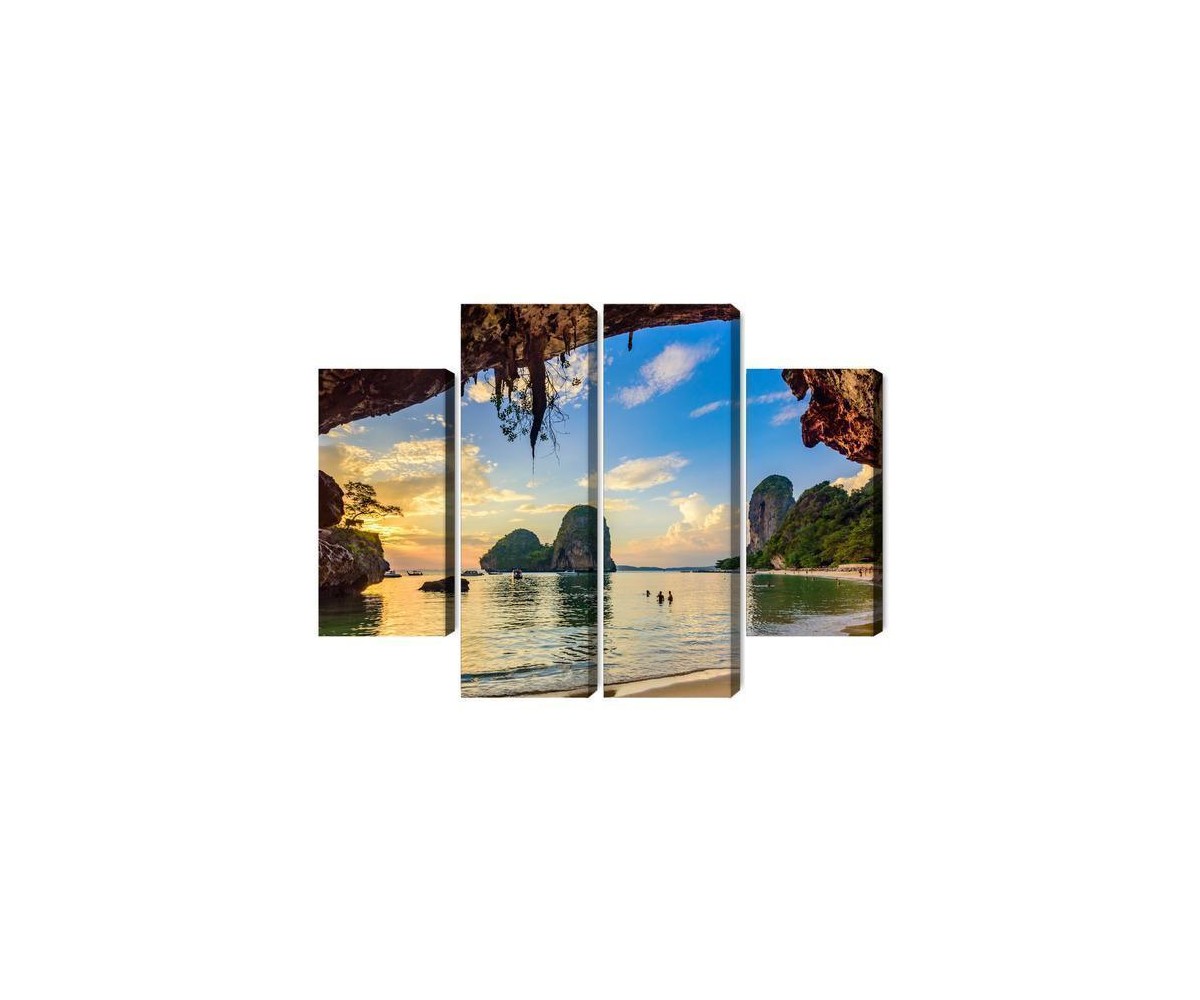 Mehrteiliges Bild Sonnenuntergang An Einem Strand In Thailand