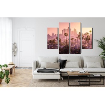 Mehrteiliges Bild Innenstadt Von Los Angeles Bei Sonnenuntergang