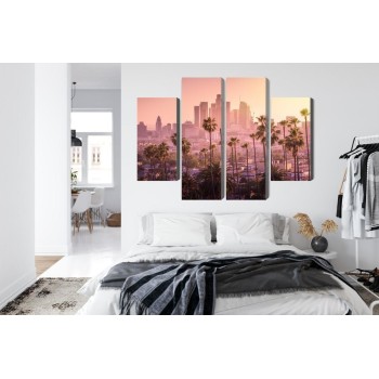 Mehrteiliges Bild Innenstadt Von Los Angeles Bei Sonnenuntergang
