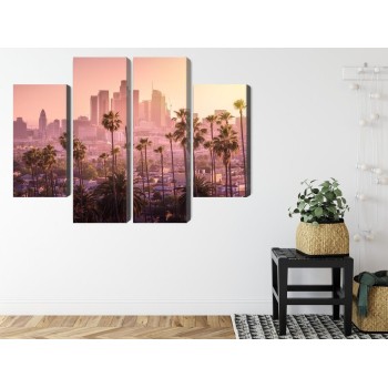 Mehrteiliges Bild Innenstadt Von Los Angeles Bei Sonnenuntergang