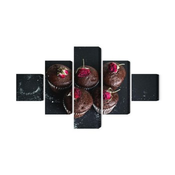 Mehrteiliges Bild Schokoladenmuffins Mit Rosen
