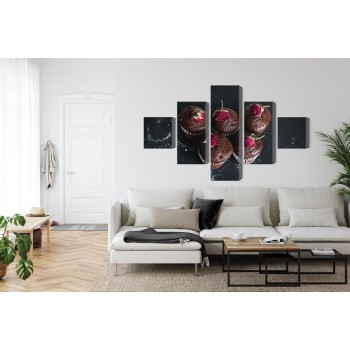 Mehrteiliges Bild Schokoladenmuffins Mit Rosen