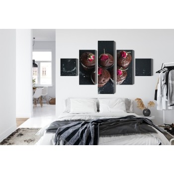 Mehrteiliges Bild Schokoladenmuffins Mit Rosen