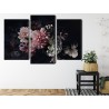 Mehrteiliges Bild Blumen Im Vintage-Stil Auf Dunklem Hintergrund