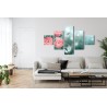 Mehrteiliges Bild Zarte Blumen Und 3D-Schmetterlinge