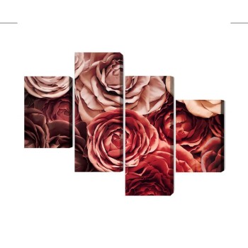 Mehrteiliges Bild Bunte Blumen Schließen Herauf 3D