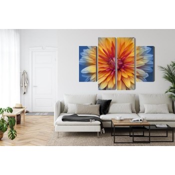 Mehrteiliges Bild Chrysanthemenblume Hautnah 3D