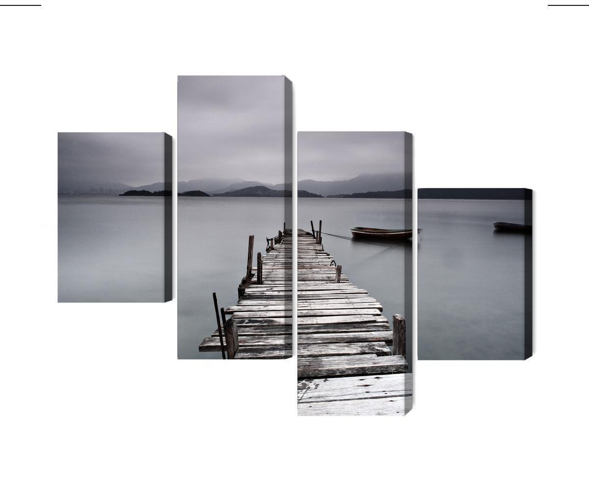 Mehrteiliges Bild Nebliger See
