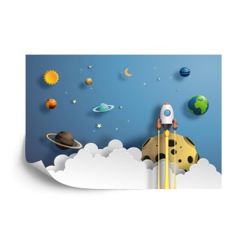 Fototapete Rocket Away Papercut-Serie