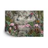 Fototapete Wallpaper Jungle And Tropical Forest Banana Palm And Tropical Birds  Old Drawing