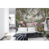Fototapete Wallpaper Jungle And Tropical Forest Banana Palm And Tropical Birds  Old Drawing