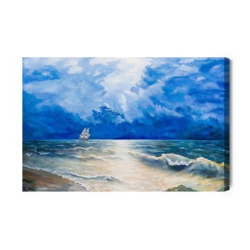 Leinwandbild Dunkle Wolken Über Dem Meer