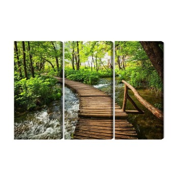 Mehrteiliges Bild Holzsteg Im Wald