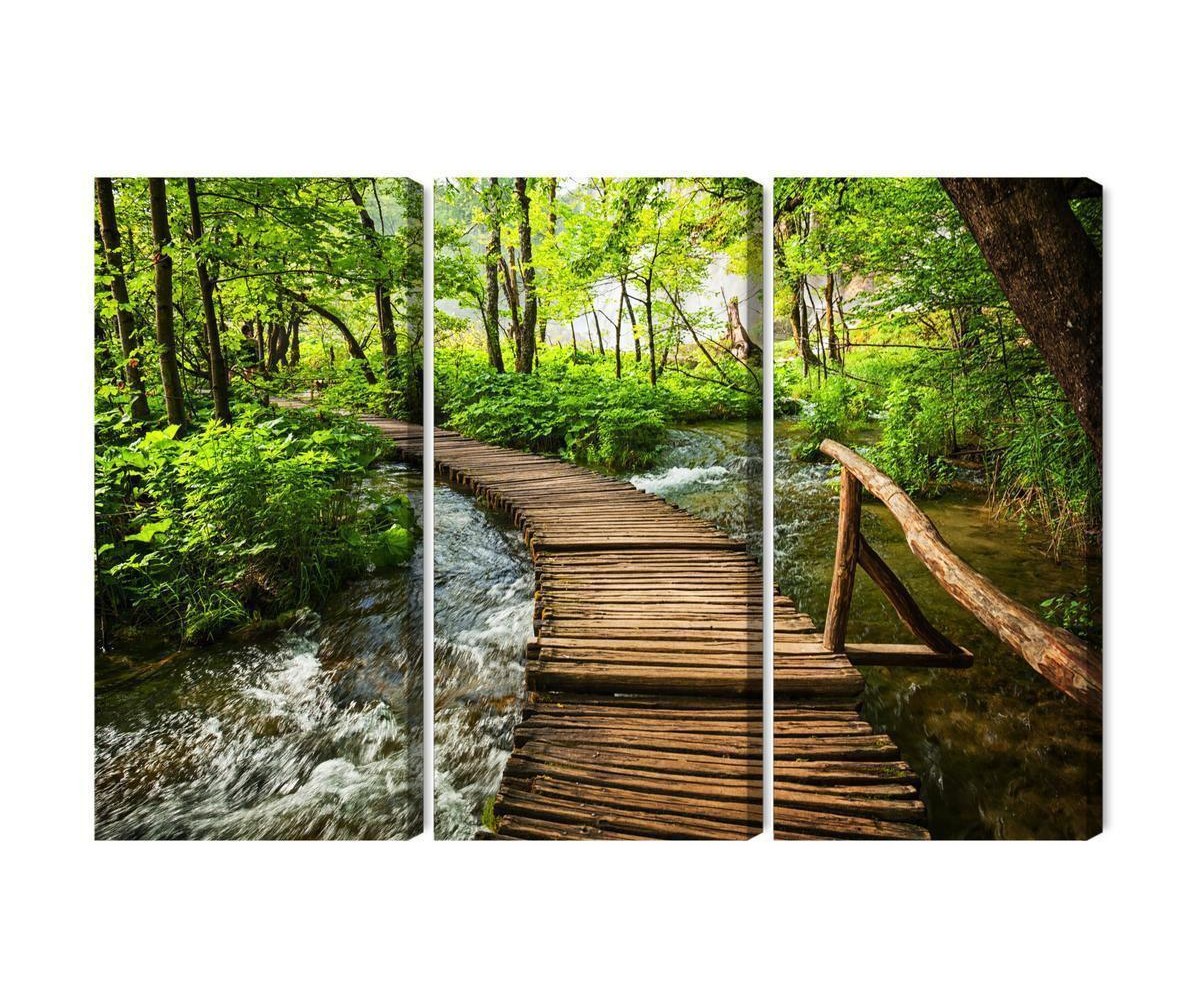 Mehrteiliges Bild Holzsteg Im Wald