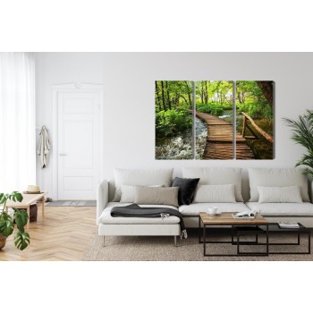 Mehrteiliges Bild Holzsteg Im Wald