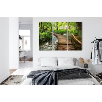 Mehrteiliges Bild Holzsteg Im Wald