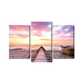 Mehrteiliges Bild Boot Am Strand 3D