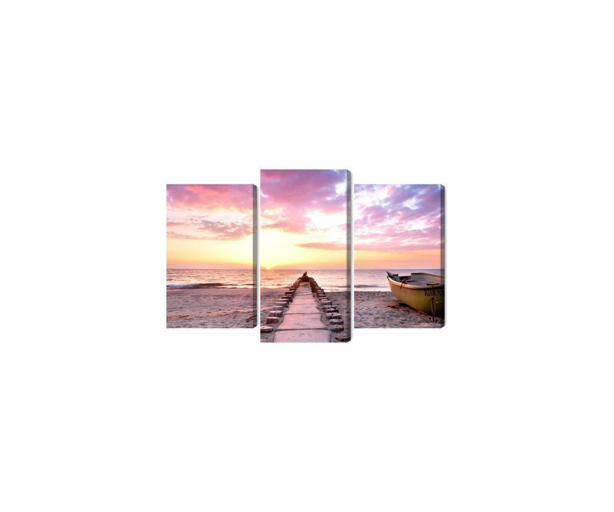 Mehrteiliges Bild Boot Am Strand 3D