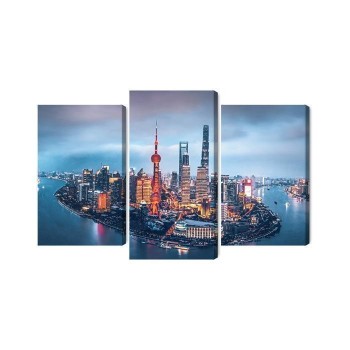 Mehrteiliges Bild Shanghai-Panorama Bei Nacht