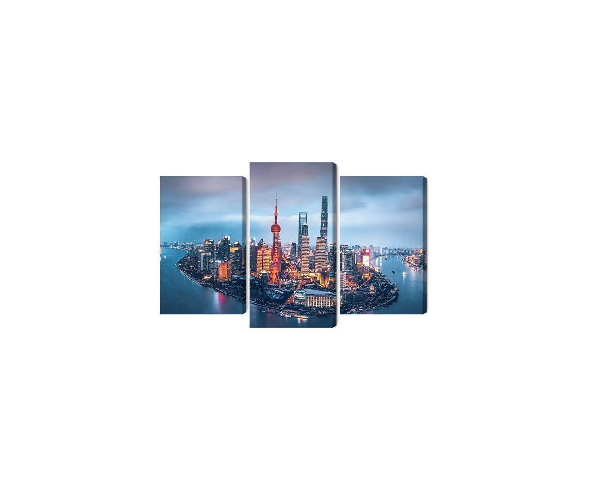 Mehrteiliges Bild Shanghai-Panorama Bei Nacht