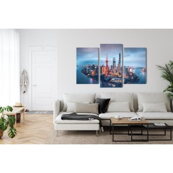 Mehrteiliges Bild Shanghai-Panorama Bei Nacht