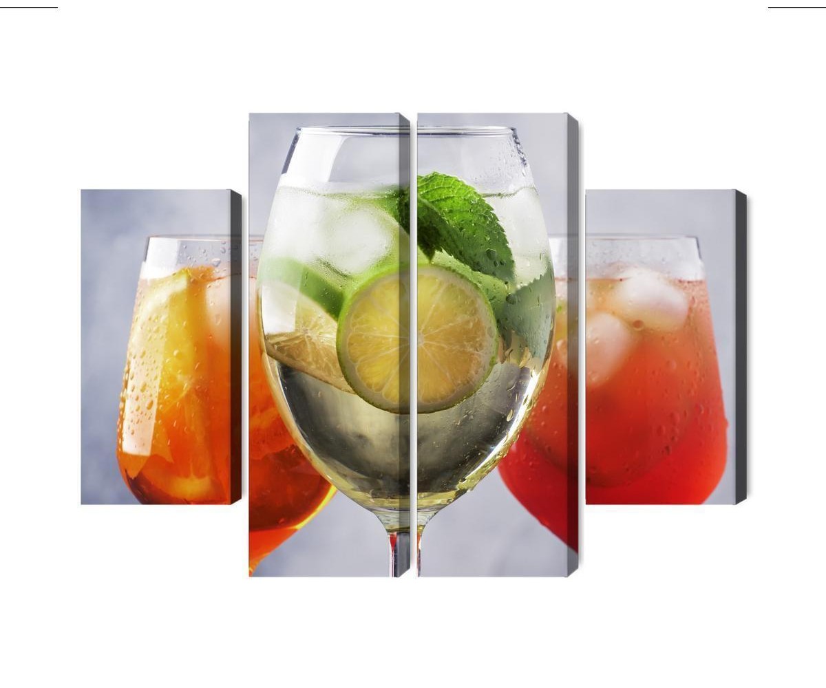 Mehrteiliges Bild Eine Reihe Von Sommercocktails