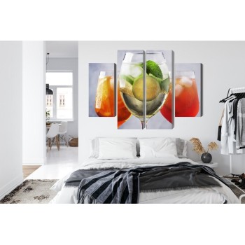 Mehrteiliges Bild Eine Reihe Von Sommercocktails