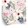Tapete Flamingos  Blätter Und Blumen