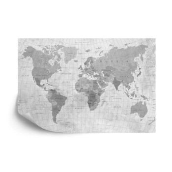 Fototapete Weltkarte Texturiert Monochrom
