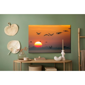 Leinwandbild Fliegende Kraniche