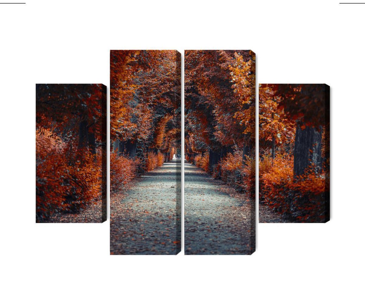 Mehrteiliges Bild Ein Weg Tief In Den Herbstlichen Wald