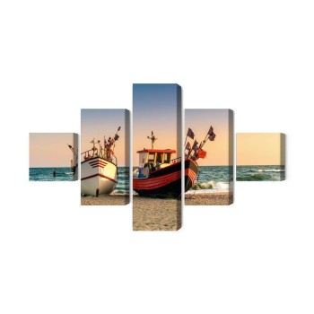 Mehrteiliges Bild Fischerboote Am Strand