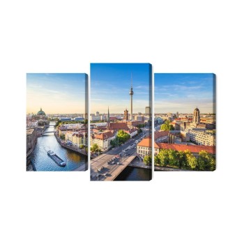 Mehrteiliges Bild Die Spree Und Ein Panoramablick Über Berlin