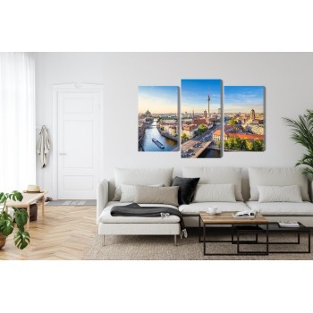 Mehrteiliges Bild Die Spree Und Ein Panoramablick Über Berlin